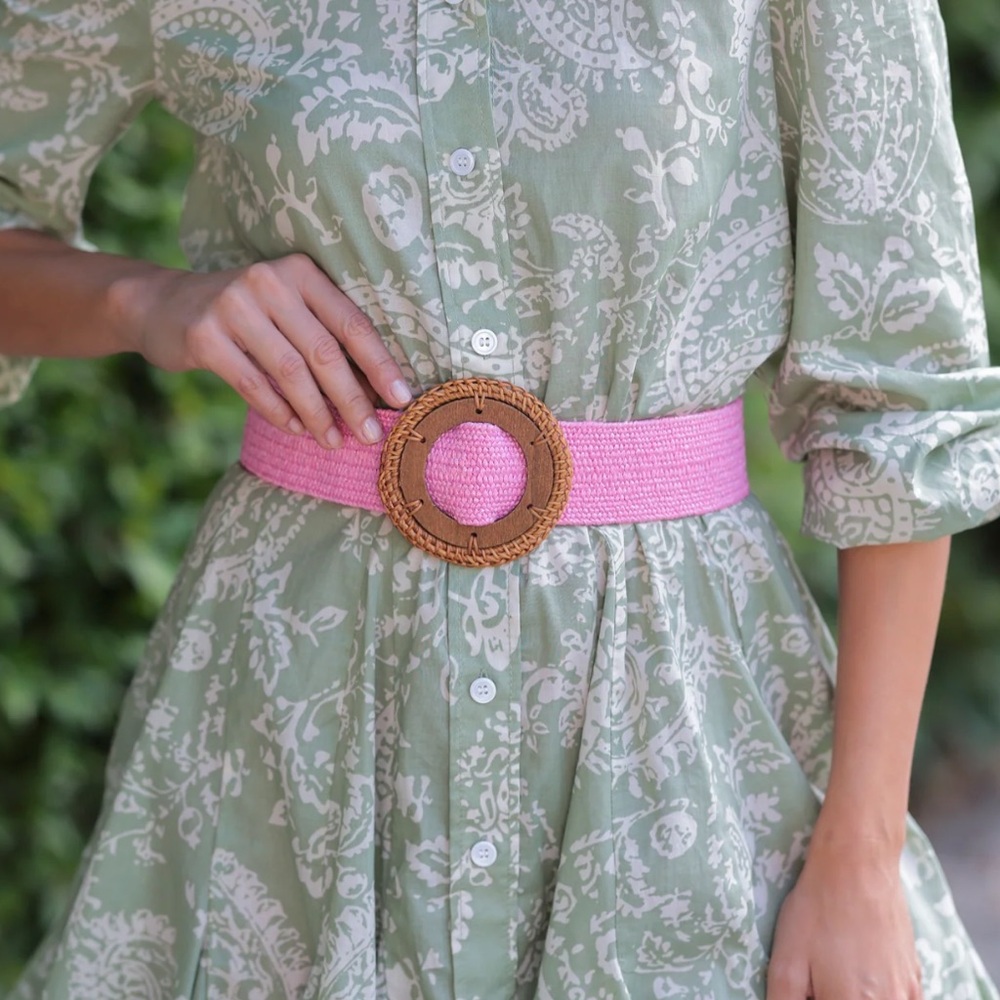 Shiraleah Pink woven with Brown buckle Belt NWT